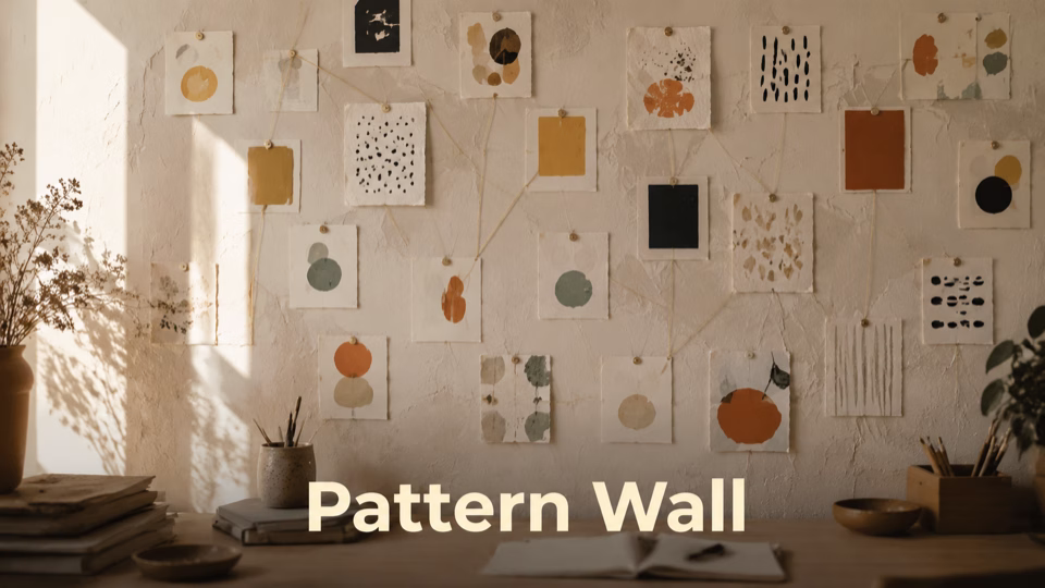 Journal pages and notes arranged on a wall to review recurring personal patterns
