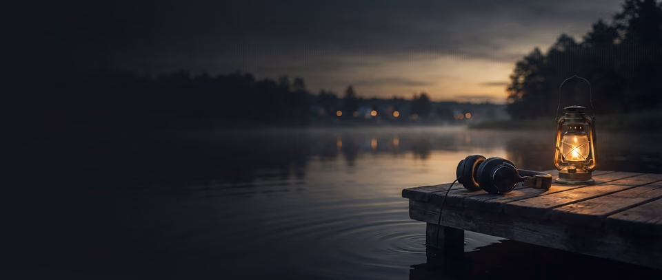 Headphones in a warm, peaceful setting for an immersive sound journey